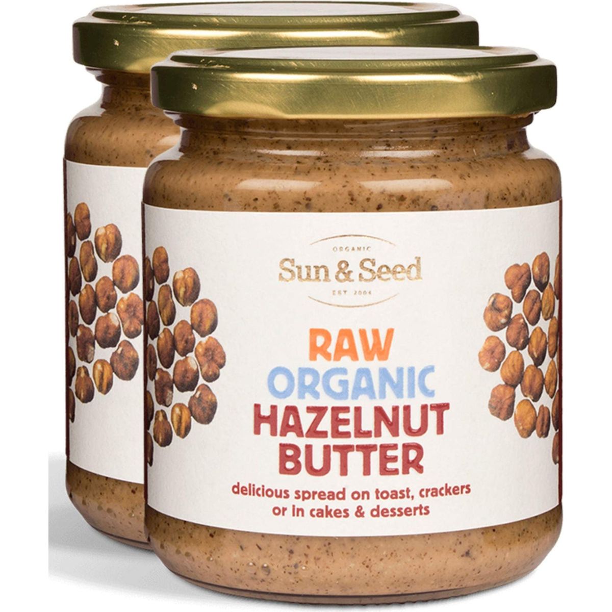 Sun &amp; Seed - Raw Organic Nut Butter Spreads - Gluten-Free and Keto Friendly - Ultra Nutritious (250g) (Hazelnut (2 Pack))