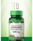 Longjack Tongkat Ali | 1600mg | 120 Capsules | Non-GMO & Gluten Free Extract | Max Strength Formula for Men | by Nature's Truth