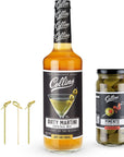 Collins Dirty Martini Kit Gin Cocktail Mix Stuffed Gourmet Olives Drink Picks Olive Brine Mixer Home Bar Accessories Home Bar Kit bartender Mixer Drinking Gifts Mixology Kit Set of 3