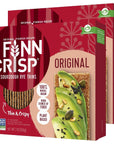 Finn Crisps Original Rye Crispbread 7oz  Thin Crispy Rye Flatbread Crackers  Multipack of Authentic Finnish Sourdough Crispbread  Whole Grain Rye Crackers 2 Boxes x 7oz