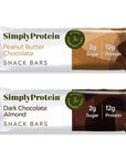 Simply Protein Peanut Butter Chocolate & Dark Chocolate Almond Protein Bar, Low Sugar Protein Bars, Gluten Free, 16 Pack