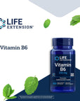 Life Extension Vitamin B6 250 mg - Glucose & Blood Sugar Supplement - For Cardiovascular & Neurological Health and Kidney & Eye Health - Gluten-Free, Non-GMO - 100 Vegetarian Capsules