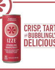 IZZE Sparkling Juice, Grapefruit, No Added Sugars - 8.4 Fl Oz Can (Pack of 24)