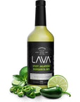 LAVA Premium Spicy Jalapeño Margarita Mix by LAVA Craft Cocktail Co Made with Real Jalapeños Agave Nectar Key Limes Lots of Flavor and Ready to Use 1Liter Glass Bottle