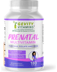 GEVITY VITAMINS Prenatal Multivitamin for Women, Essential Vitamins A, C, D3 with dha, folate and Iron, Supplement Before After and During Pregnancy, Vegan Non-GMO 180 Capsules