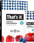 That's it. Apple + Blueberry 100% Natural Real Fruit Bar, Best High Fiber Vegan, Gluten Free Healthy Snack, Paleo for Children & Adults, Non GMO No Sugar Added, No Preservatives Energy Food (12 Pack)