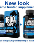 L Arginine Capsules Supplement - 1600mg Nitric Oxide Supplement - Nitric Oxide Booster, NO Booster- & Nitric Oxide Pills for Men Support Muscle Supplements for Men w Tribulus - 2 Mons