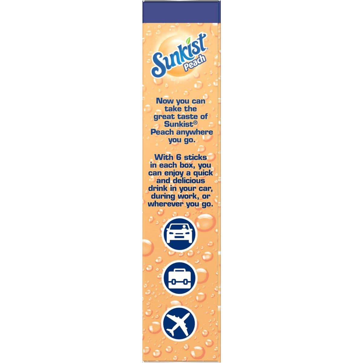 Sunkist Peach Singles To Go Powdered Drink Mix  Pack of 6 Boxes  6 Packets Per Box  36 Total Servings  Perfect for Mixing On the Go  Anywhere and Anytime