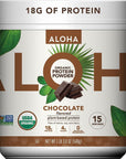 ALOHA Organic Plant-Based Protein Powder - NO-STEVIA Chocolate - Keto Friendly Vegan Protein with MCT Oil, 19 oz, Makes 15 Shakes, Vegan, Gluten-Free, Non-GMO, Erythritol-Free, Soy-Free, Dairy-Free & Only 4g Sugar