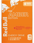 Red Bull Energy Drink Amber Edition Strawberry Apricot 12 fl oz 4 Pack