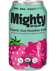 Mighty Pop Strawberry Hibiscus  Prebiotic Probiotic and Postbiotic Soda  12 Cans  Indulge in the Sweetness of Strawberries with Floral Hibiscus Notes Packed with GutHealthy Goodness