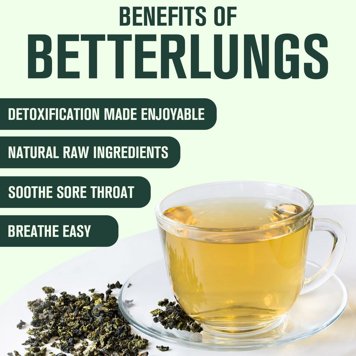 Betterbrand BetterLungs Mullein Lung Support Tea  20 Loose Leaf Servings  Ginseng Elderberry Ginger  Thyme for Lung Cleanse Congestion Relief Mucus Detox  Caffeine Free