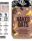 Naked Oats  Chocolate PB Banana Overnight Oats 20g GrassFed Protein GlutenFree Oatmeal Instant Breakfast or Shake High Protein Oatmeal High Fiber Breakfast Shake Non GMO No Soy  12 Servings