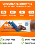 PROBAR  PROTEIN Bar Chocolate Brownie NonGMO GlutenFree Healthy PlantBased Whole Food Ingredients Natural Energy 12 Count