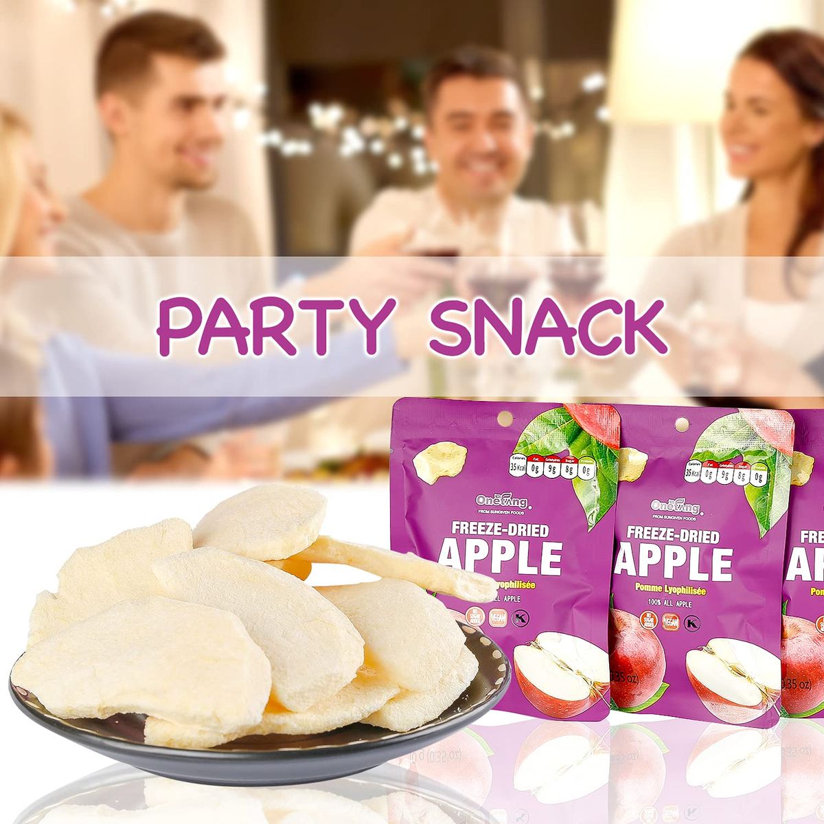 ONETANG FreezeDried Fruit Apple Chips 10 Pack SingleServe Pack Non GMO Kosher No Add Sugar Gluten free Vegan Holiday Gifts Healthy Snack 035 Ounce