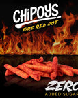 Chipoys Fiery Spicy Tortilla Chips, Crunchy Fire Red Hot Pepper Snacks, Flaming Jalapeno Lime Chips, Gluten-Free, Protein Chip, 4 oz Bags, Pack of 8