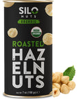 SILO Nuts Organic Hazelnuts 7 oz Roasted Filberts Toasted Blanched Whole Hazelnut Shelled GMOFree Nuts Vegan Kosher Great Snack for Parties Great Gift for a Healthy Diet