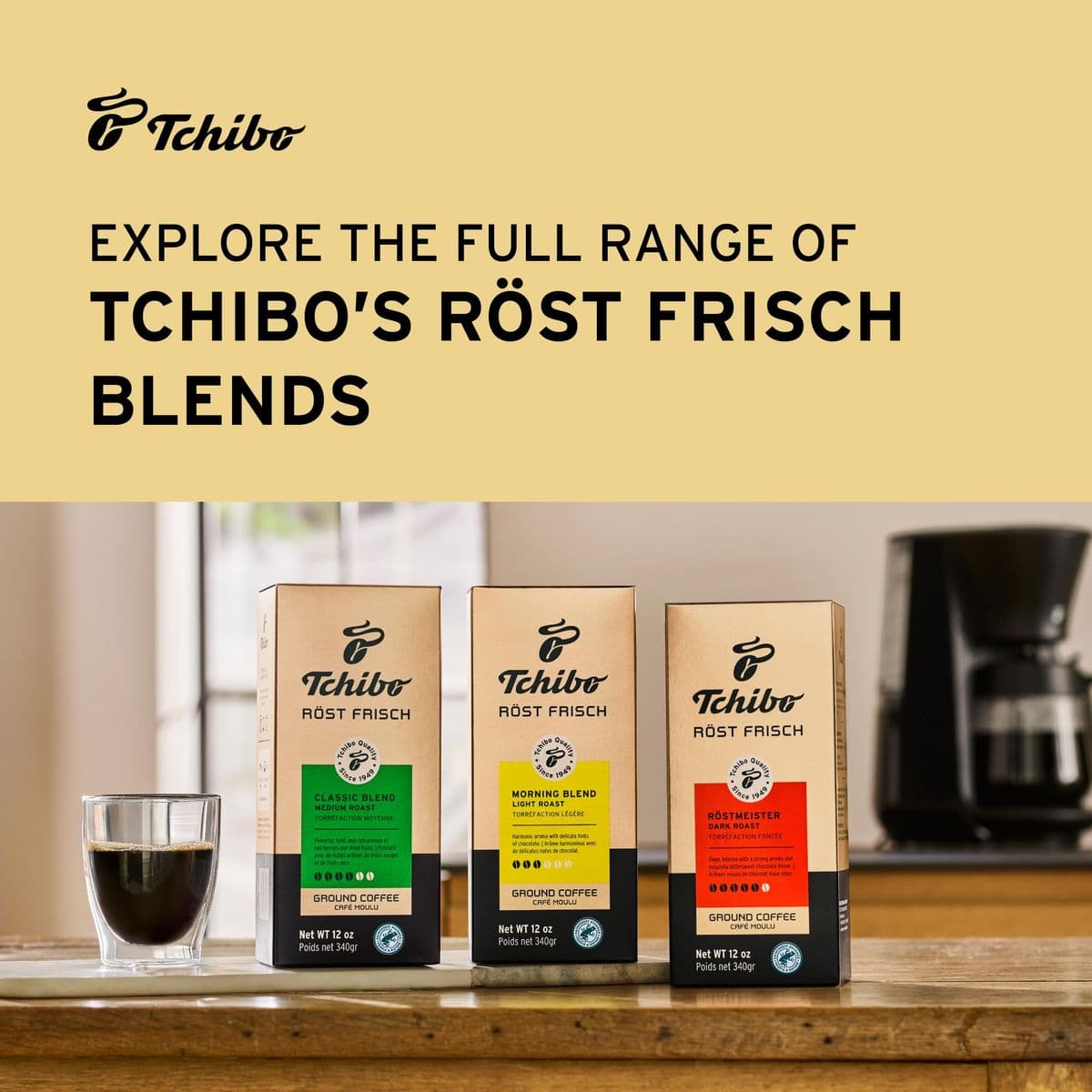 Tchibo Röst Frisch Ground Coffee Variety Pack  Morning Blend Classic Blend and Röstmeister  100 Arabica Beans  Light Medium and Dark Roast  3 x 12 oz  Pack of 3