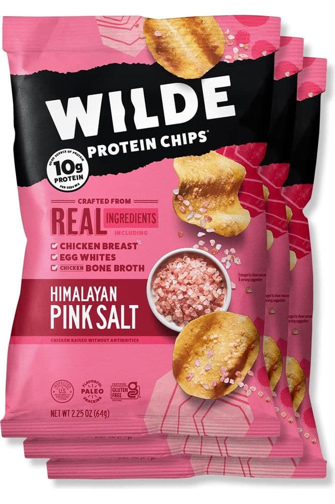 Himalayan Pink Salt Protein Chips by Wilde, Thin and Crispy, High Protein, Keto Friendly, Made with Real Ingredients, 2.25oz Bag (3 Count)