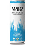 MAKA Wheatgrass Yerba Mate Tea Organic Sparking Beverage Coconut Pineapple 12 Fl Oz Pack of 12 90mg Caffeine Energy