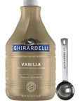 Ghirardelli Vanilla Sauce 873 Ounce Bottle  with Ghirardelli Stamped Barista Spoon