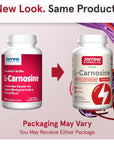 Jarrow Formulas L-Carnosine 1000 mg - 90 Veggie Caps - Supports Mitochondrial Health in Brain & Muscle - Cellular Rejuvenation - 45 Servings