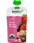 Sprout Organics, Mixed Berry & Oatmeal, 6+ Month Pouches, 3.5 oz (Pack of 12)