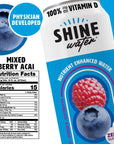 ShineWater Vitamin D Hydration Electrolyte Drink Acai Mixed Berry 12 Pack Sugar Free Naturally Flavored Water Magnesium Zinc Vitamin B12 Folic Acid Plant Based Antioxidants Low Calorie