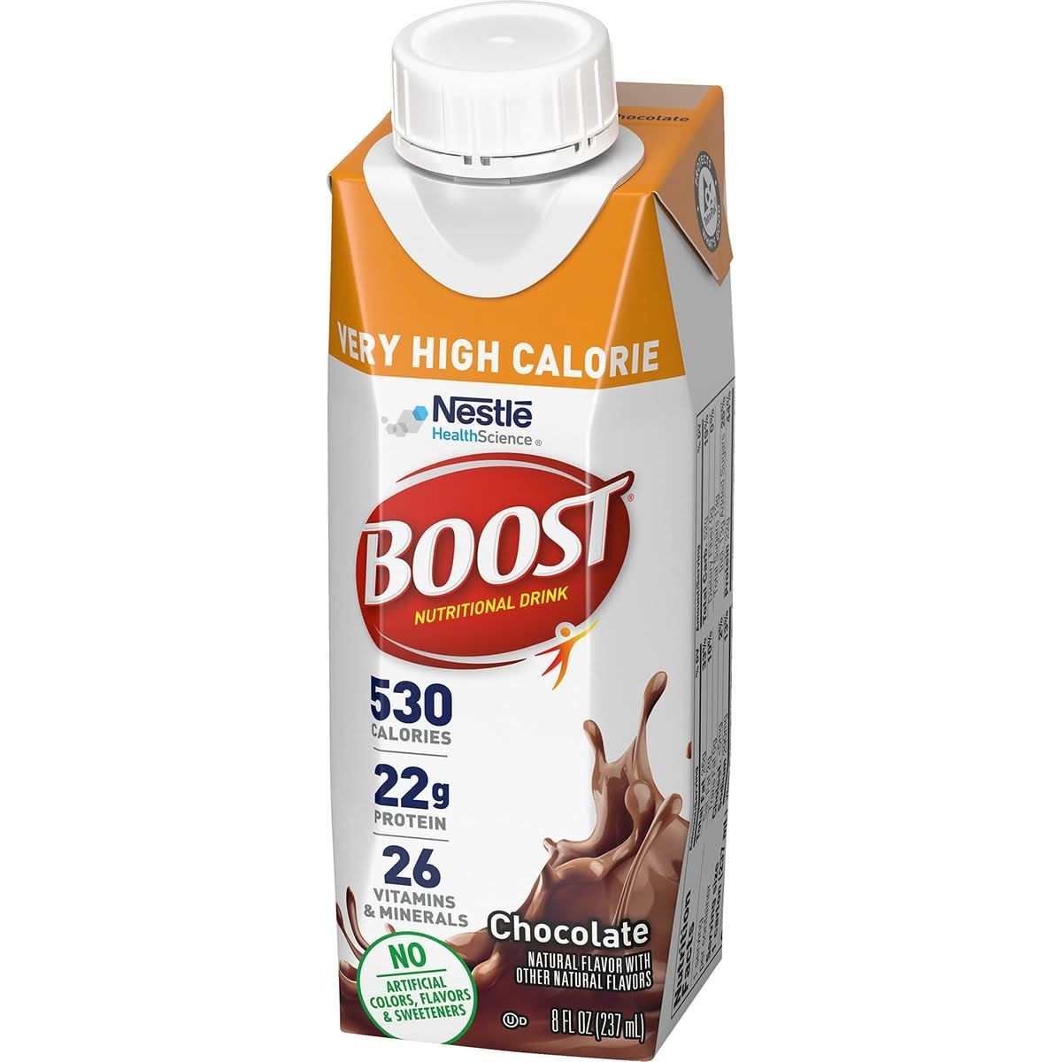 Boost Very High Calorie Nutritional Drink Chocolate Made with Natural Chocolate Flavor  No Artificial Flavors Colors  Sweeteners 8 FL OZ Pack of 6