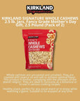 Kirkland Signatureââ~ Whole Cashews 25 lb Jars Fancy Grade Mothers Day Gift 25 Pound Pack of 2