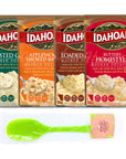 Idahoan Instant Mashed Potatoes Packets Variety Four Pack Bulk Bundle with Raw Earth Colors Spoonatula