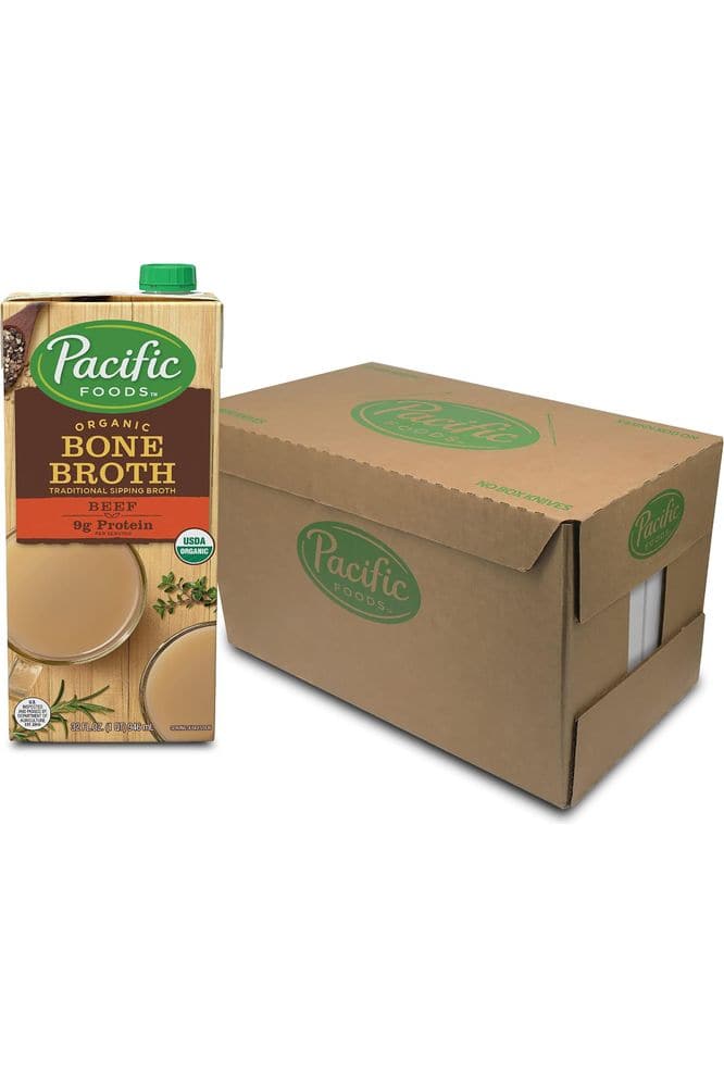 Pacific Foods Organic Beef Bone Broth, 32 Oz, Pack of 12