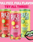 PLEZi FiZZ Carbonated Juice Drink  with Real Fruit Juice  70 Less Sugar  Plus Vitamin C and Fiber  LowSugar Bubbly Beverages for Kids  Great Soda Replacement  Strawberry Lemonade 84 fl oz