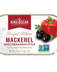 King Oscar Skinless  Boneless Mackerel Fillets Mediterranean Style Pack of 6 with By The Cup Toothpicks