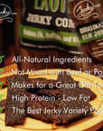 Jerkycoms Classic Exotic Jerky Variety Sampler Pack  Jerky Variety Pack with 4 Types of Jerky  Buffalo Wild Boar Venison Jerky and Elk Jerky  Exotic snacks Highprotein AllNatural Keto Diet No Added Preservatives 4 oz