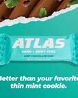 Atlas Protein Bar 20g Protein 1g Sugar Clean Ingredients Gluten Free Mint Chocolate Chip 12 Count Pack of 1