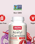 Jarrow Formulas Acetyl L-Carnitine 500 mg - Antioxidant Protection for the Brain - Supports Energy Production & Metabolism - Heart & Cardiovascular Health - 120 Veggie Capsules (PACKAGING MAY VARY)