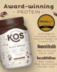 KOS Vegan Protein Powder Erythritol Free, Chocolate - Organic Pea Protein Blend, Plant Based Superfood Rich in Vitamins & Minerals - Keto, Dairy Free - Meal Replacement for Women & Men, 28 Servings