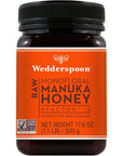 Wedderspoon Raw Premium Manuka Honey, KFactor 16, 17.6 Oz, Unpasteurized, Genuine New Zealand Honey, Traceable from Our Hives to Your Home