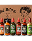 Melinda’s - A Taste of Melinda’s Collection - Craft Pepper Sauce and Condiment Gift Set - Includes Black Truffle, Thai Sweet Chili, Roasted Garlic & Habanero, Ghost Pepper, Spicy Garlic Parmesan- 12 oz, 6 Pack