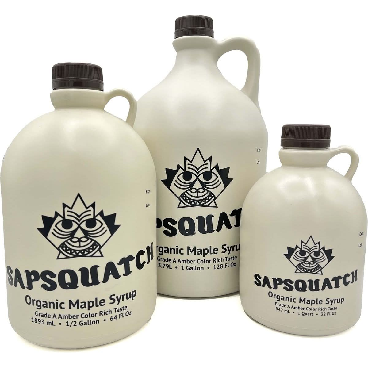 Sapsquatch Organic Maple Syrup  Quart  GradeA Amber Rich