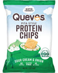 Quevos Protein Chips - The Original Low Carb Protein Chips made with Egg Whites, Crunchy Flavorful Protein & High Fiber Snacks, Keto Friendly, Diabetic & Atkins Friendly, Gluten Free, Low Carb Chips - Sour Cream and Onion, 1 Oz (Pack of 12)