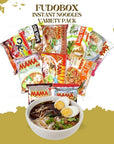 FUDOBOX Asian Instant Ramen Noodles Variety Pack  Student Care Package  Quick and Tasty Office Meals  Soup Mix Savory  Rich  20 Pack Assorted