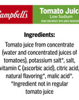 Campbells Low Sodium 100 Tomato Juice 64 fl oz Bottle 6 Pack