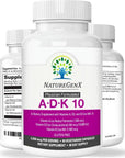 NatureGenX ADK 10 Supplement - Vitamins A, D3 and K2 - Potent 10000 IU Vitamin D3 with Vitamin A Plus K2 for Bone, Heart, and Immune Health - 90 Easy-to-Swallow Capsules (3-Month Supply)