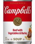 Campbell's Condensed Beef With Vegetables & Barley Soup, 10.5 Ounce Can