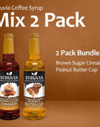 Syruvia Coffee Syrup Variety Pack  Brown Sugar Cinnamon  Peanut Butter Cup GlutenFree Kosher 254 fl oz Bottles  Enhance Your Coffee Experience with Premium Flavoring Syrups