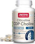 Jarrow Formulas Citicoline (CDP Choline) 250 mg - 60 Capsules - Supports Brain Health & Attention Performance - Dietary Supplement - Up to 60 Servings (PACKAGING MAY VARY)