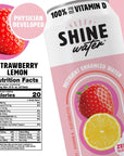 ShineWater Vitamin D Hydration Electrolyte Drink Strawberry Lemon 12 Pack Sugar Free Naturally Flavored Water Magnesium Zinc Vitamin B12 Folic Acid Plant Based Antioxidants Low Calorie