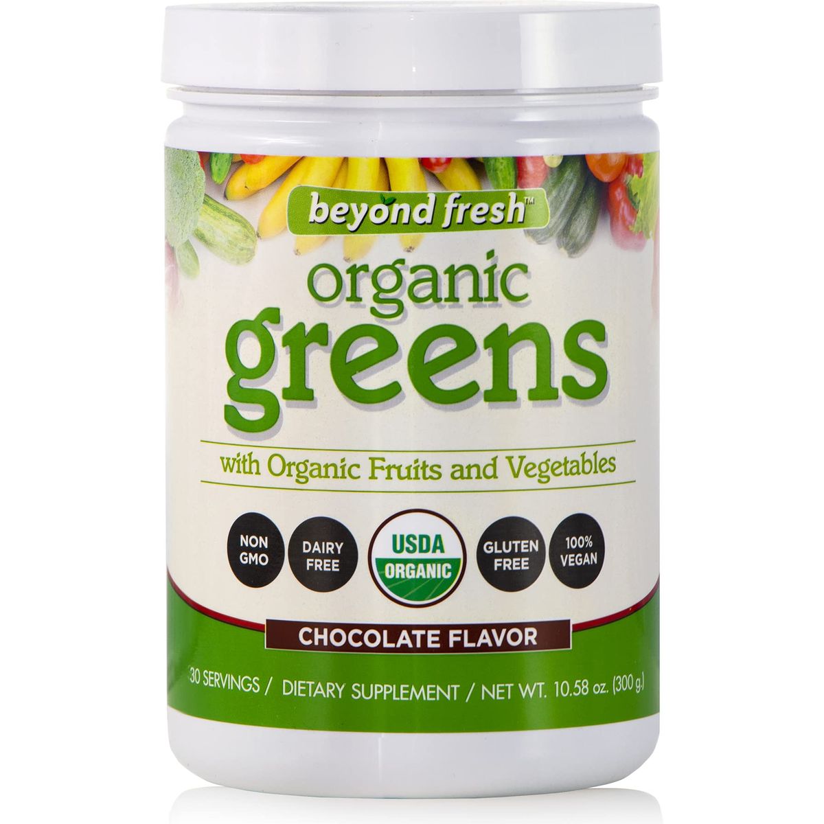 Beyond Fresh Organic Greens Organic Fruits and Vegetables Organic Super Foods USDA Organic Whole Foods Chocolate Flavor 1058 Ounce N12557